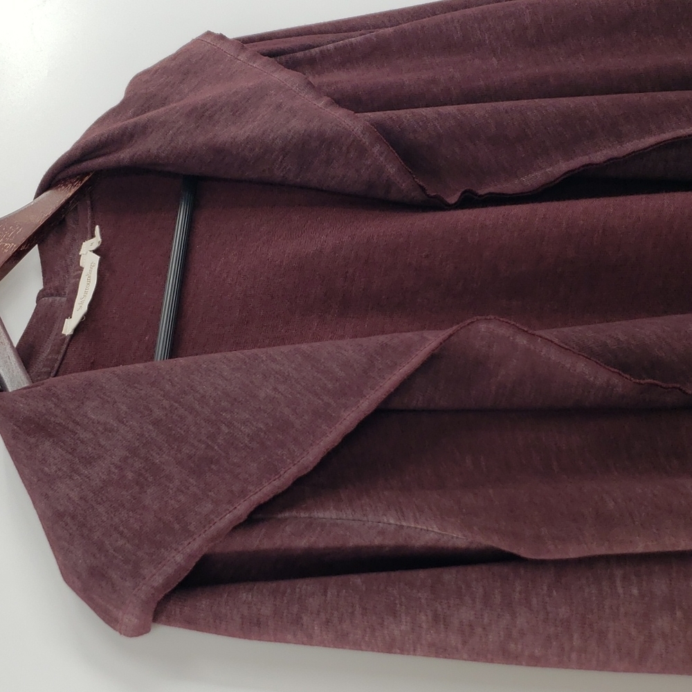 Soft Surroundings Long Hooded Cozy Wine Red Open Front Cardigan Sweater - Picture 4 of 10